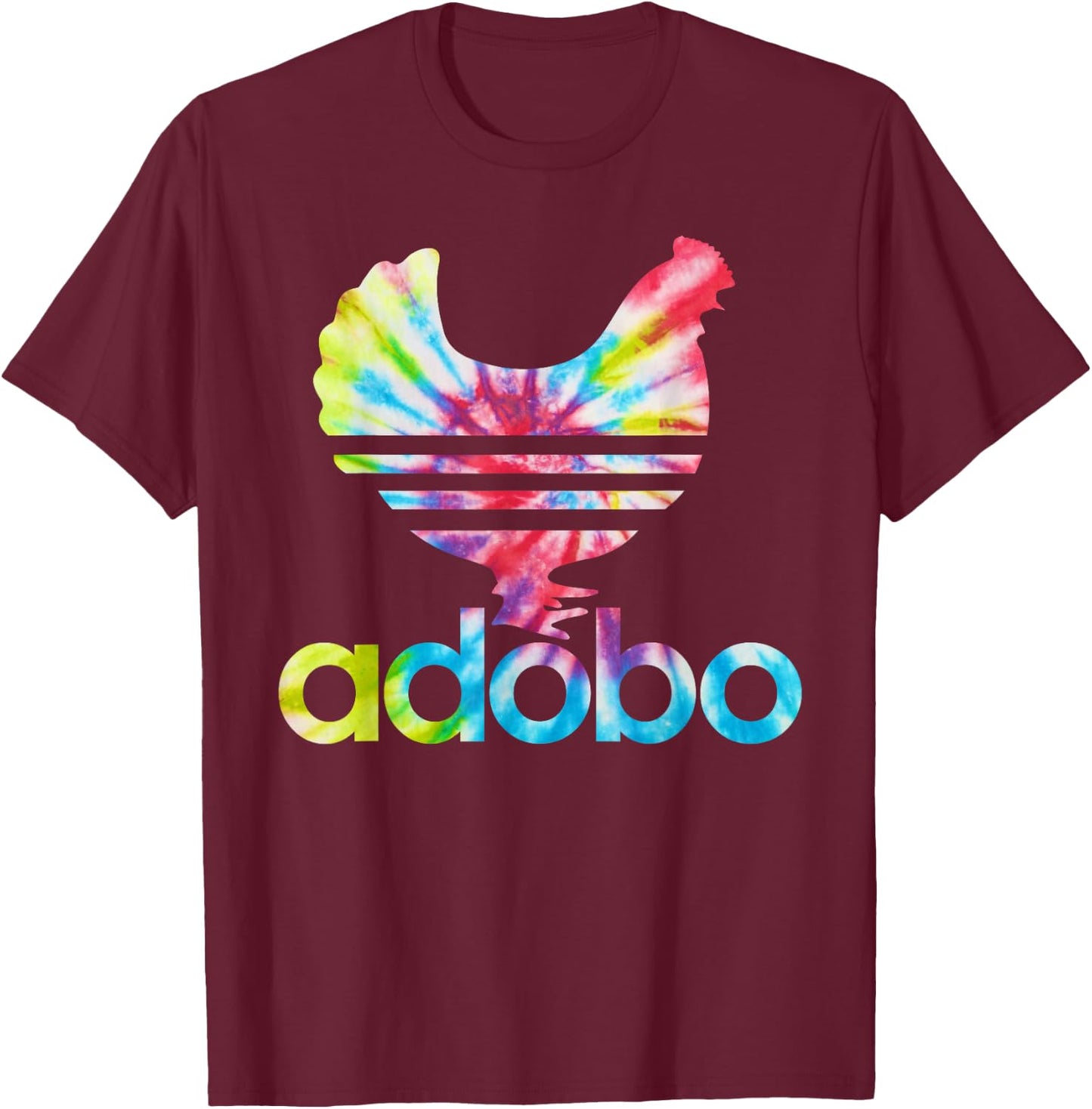 Tie Dye Filipino Adobo Chicken Philippines Funny Pinoy Food T-Shirt - T-Shirt | Maroon