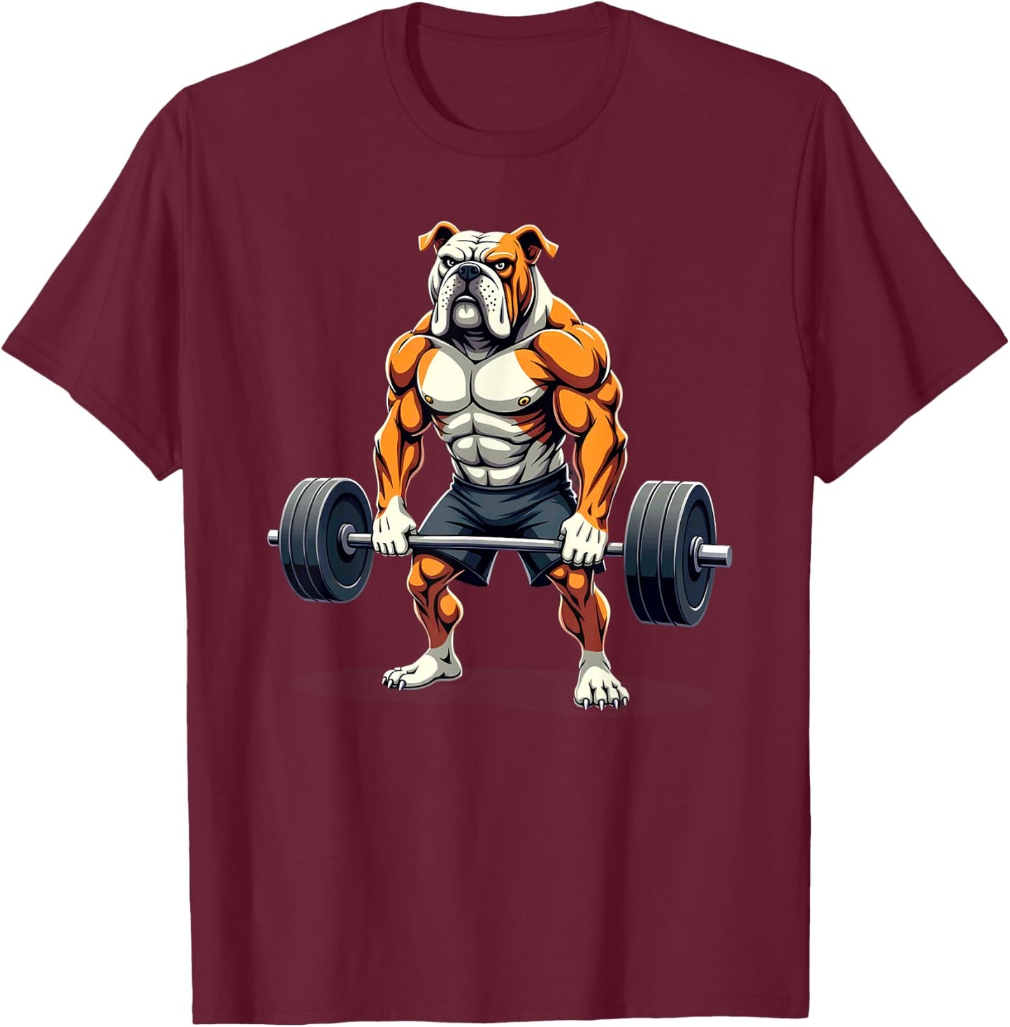Workout Gym American Bulldog Deadlift Weightlifting Men Women T-Shirt - T-Shirt | Maroon