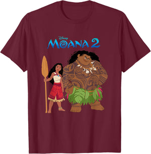 Disney Moana 2 Maui & Moana Oceania Duo , gray T-Shirt - T-Shirt | Maroon