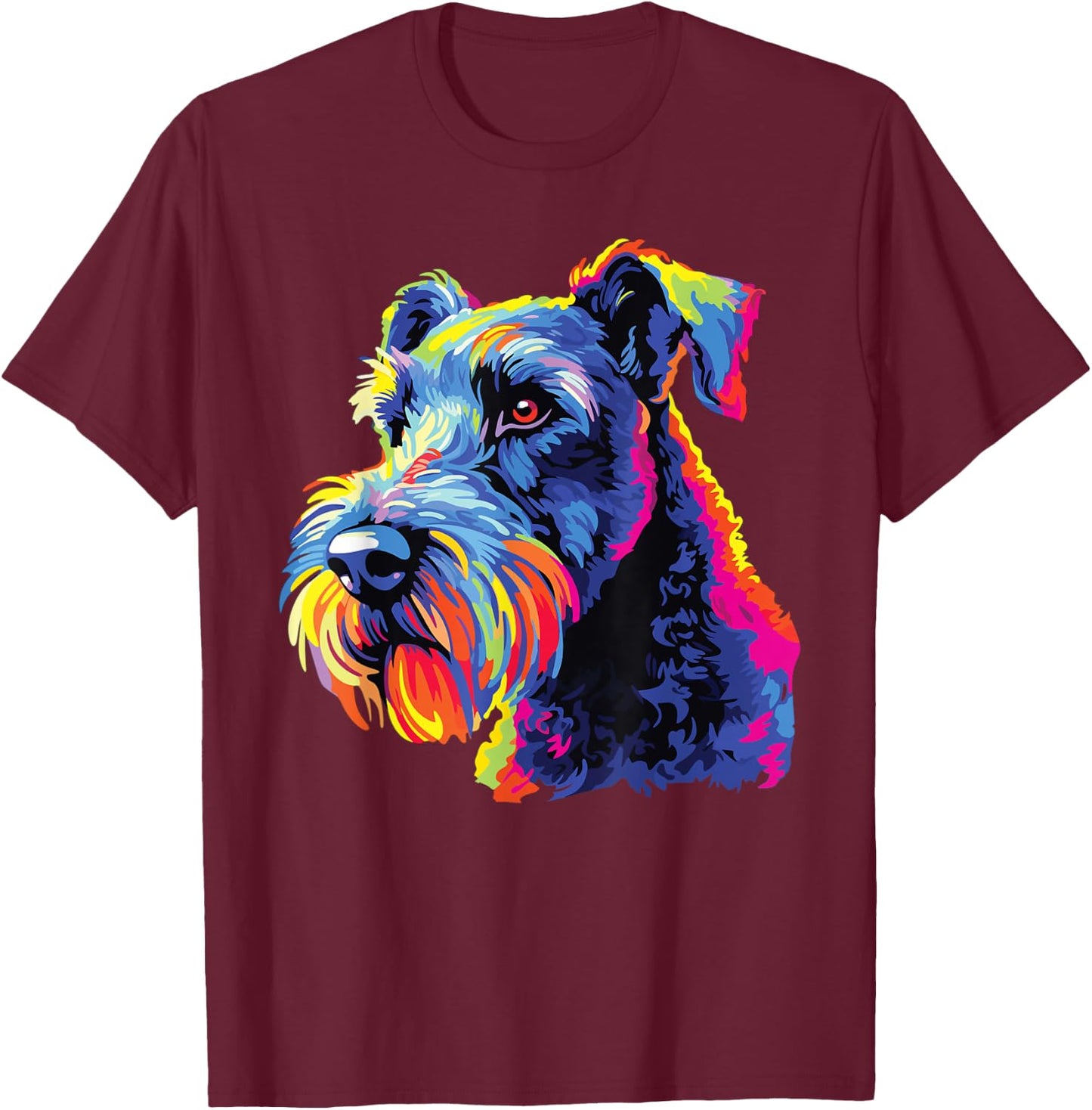 Watercolor Colorful Kerry Blue Terrier Dogs T-Shirt - T-Shirt | Maroon