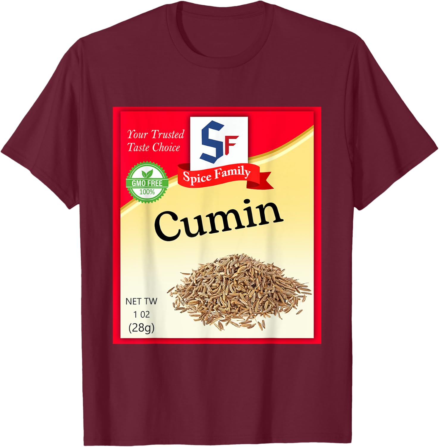 Cumin Condiment Costume Holiday Spice Costumes T-Shirt - T-Shirt | Maroon