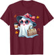 Cute Ghost Halloween Boujee Drinking Coffee Women Girls Fall T-Shirt - T-Shirt | Maroon