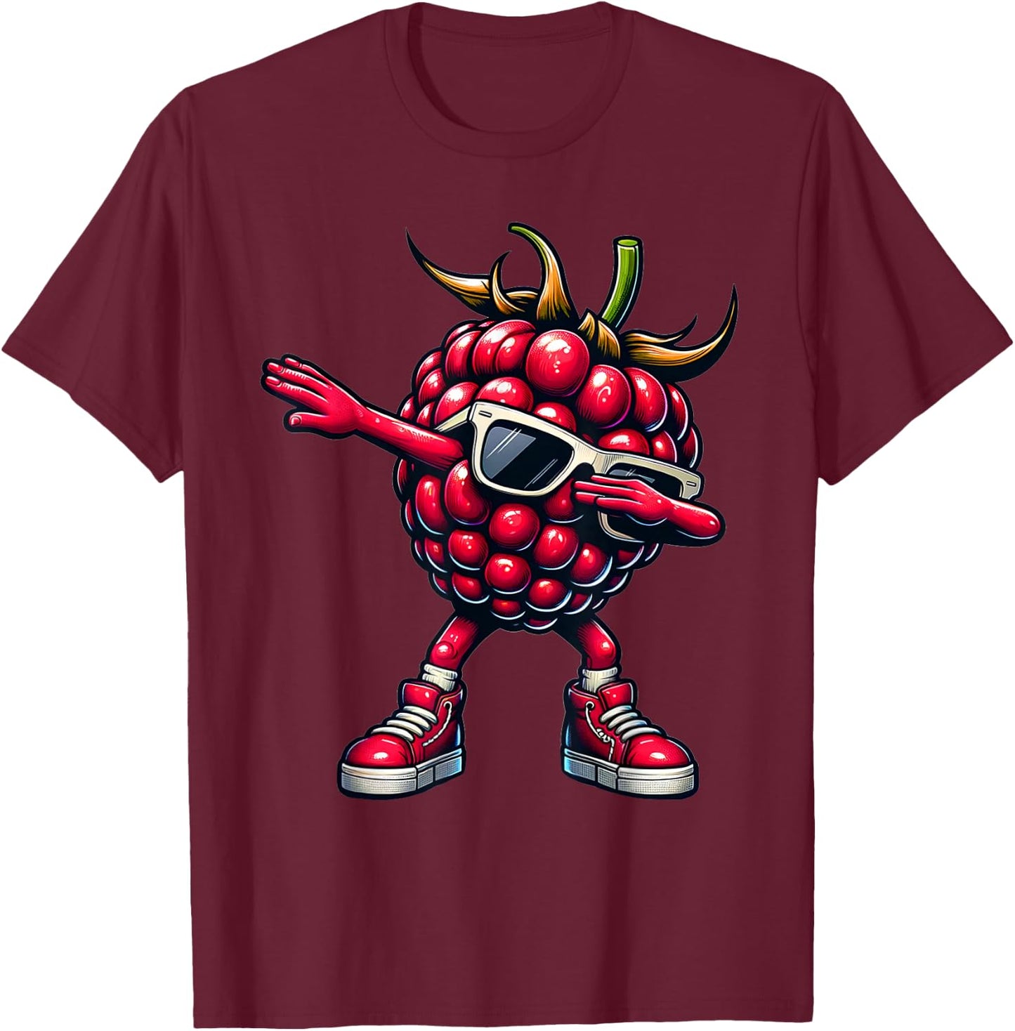 Dabbing Himbeere | Lustige rosa Himbeer Obst Frucht Geschenk T-Shirt - T-Shirt | Maroon