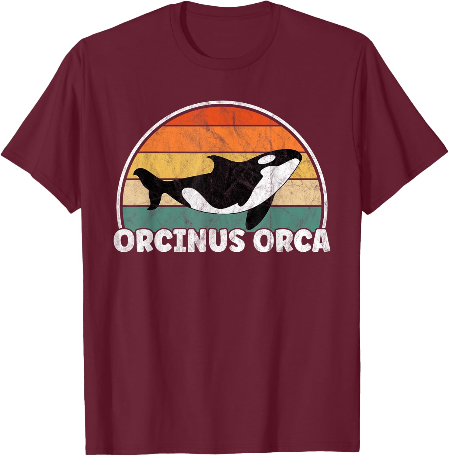 Orcinus Orca - Orcas Retro Distressed T-Shirt - T-Shirt | Maroon