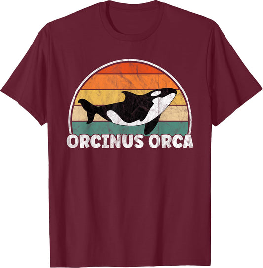 Orcinus Orca - Orcas Retro Distressed T-Shirt - T-Shirt | Maroon