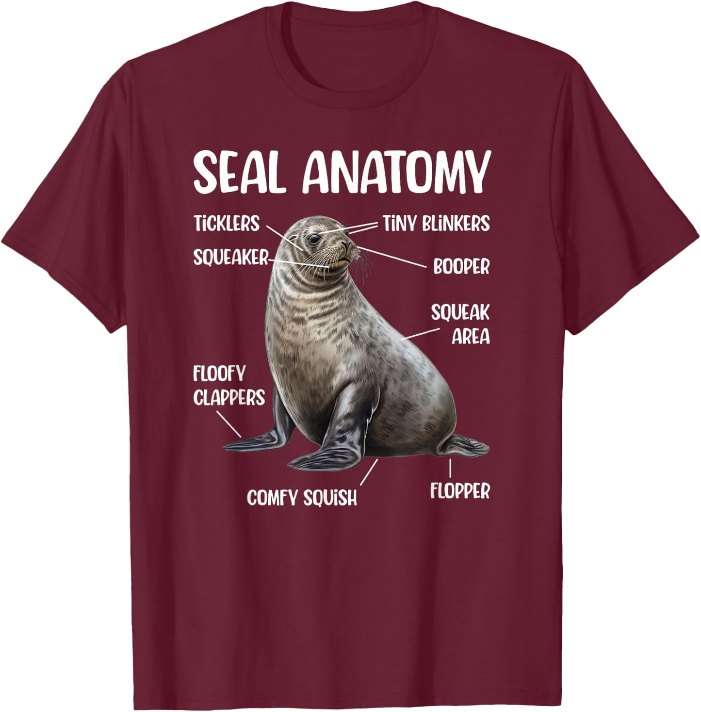 Seal Anatomy Seal Lover Funny Seal T-Shirt - T-Shirt | Maroon