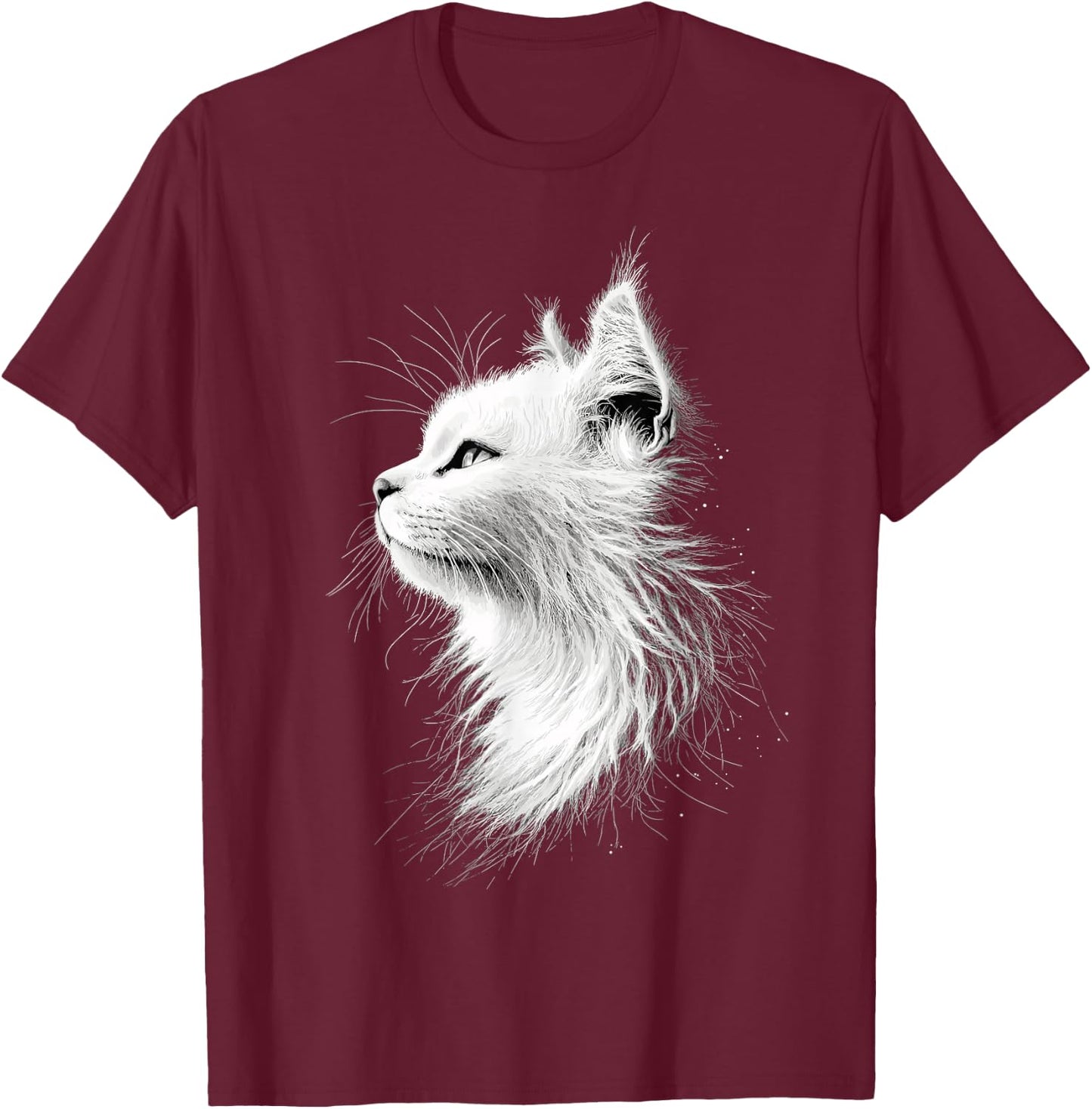 Angora Cat White Turkish Angora Cat Cute Angora Cats T-Shirt - T-Shirt | Maroon