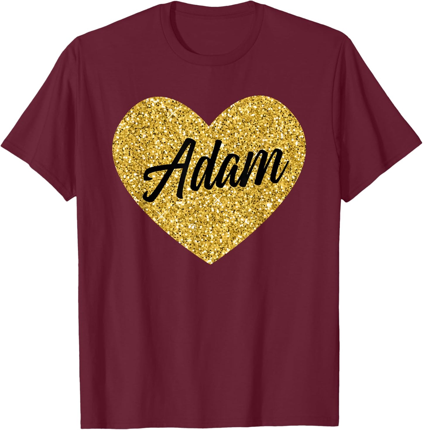 I Love Adam Cute Adam Heart Women Boys or Girls T-Shirt - T-Shirt | Maroon