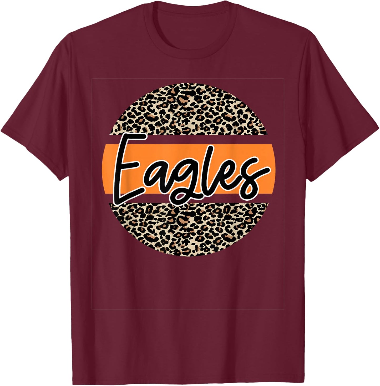 Eagles School Spirit Leopard Print Orange T-Shirt - T-Shirt | Maroon