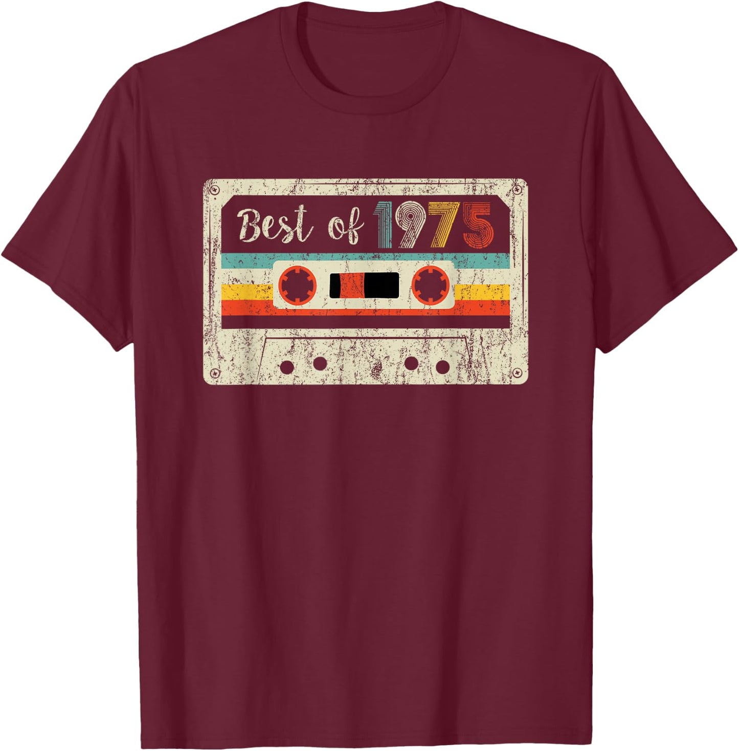 Best of 1975 Classic 1975 Cassette Tape Vintage Birthday T-Shirt - T-Shirt | Maroon