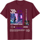 Tokyo Cyberpunk 2099 Urbane Stadtbild-Ästhetik T-Shirt - T-Shirt | Maroon