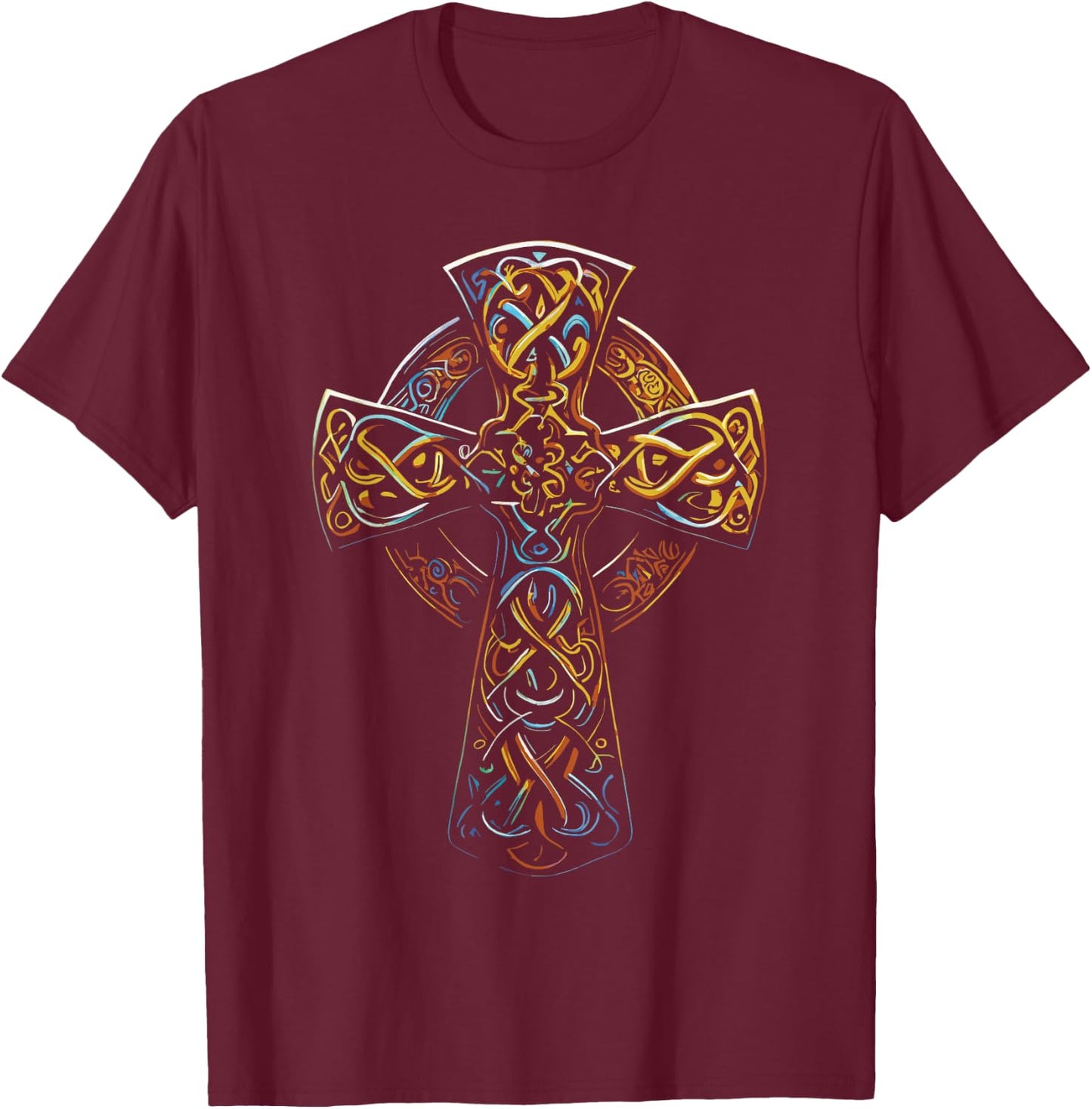 Celtic Cross , Black, S T-Shirt - T-Shirt | Maroon