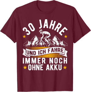 30th Birthday Man Bicycle, Cyclist, 30 Years Biker , black T-Shirt - T-Shirt | Maroon