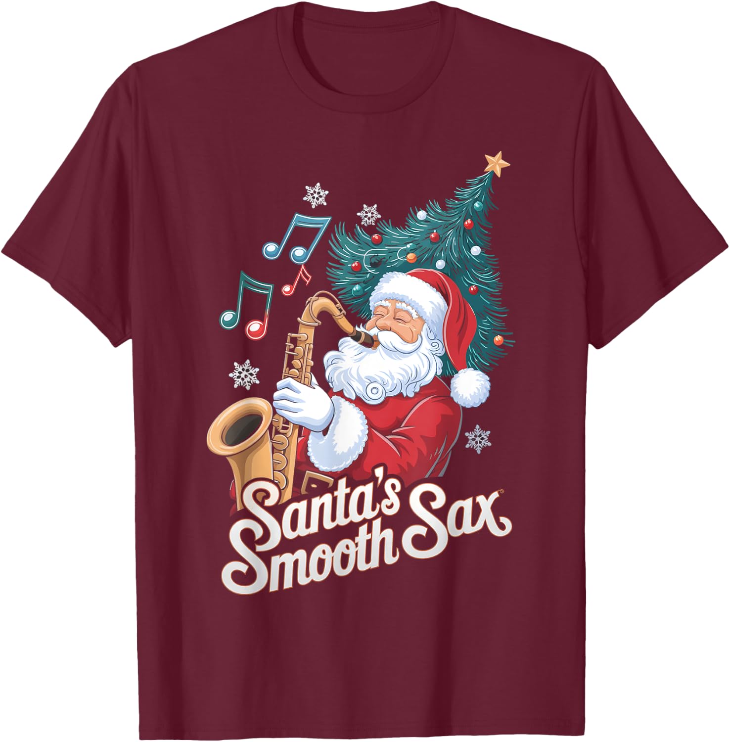 Santas Smooth Sax Saxophone Santa Jazz Christmas T-Shirt - T-Shirt | Maroon