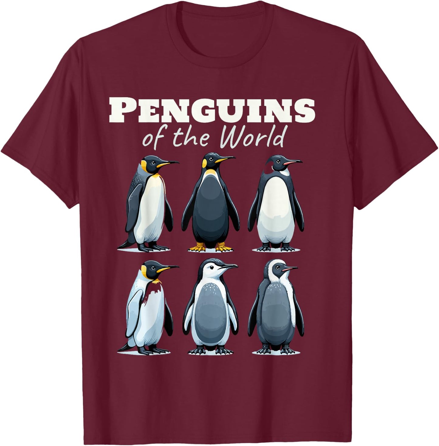 Penguins Of The World T-Shirt - T-Shirt | Maroon