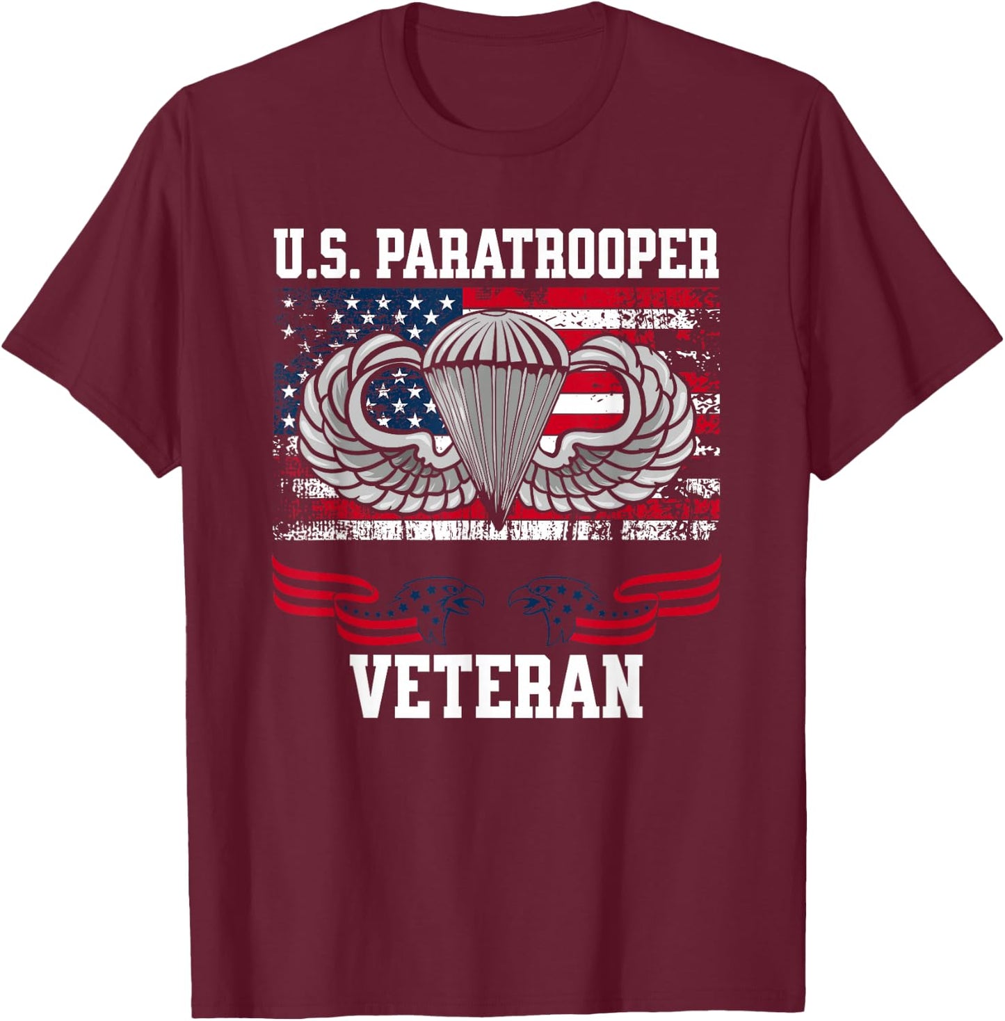 Veteran Paratrooper Jump Wings 82nd Airborne Division T-Shirt - T-Shirt | Maroon