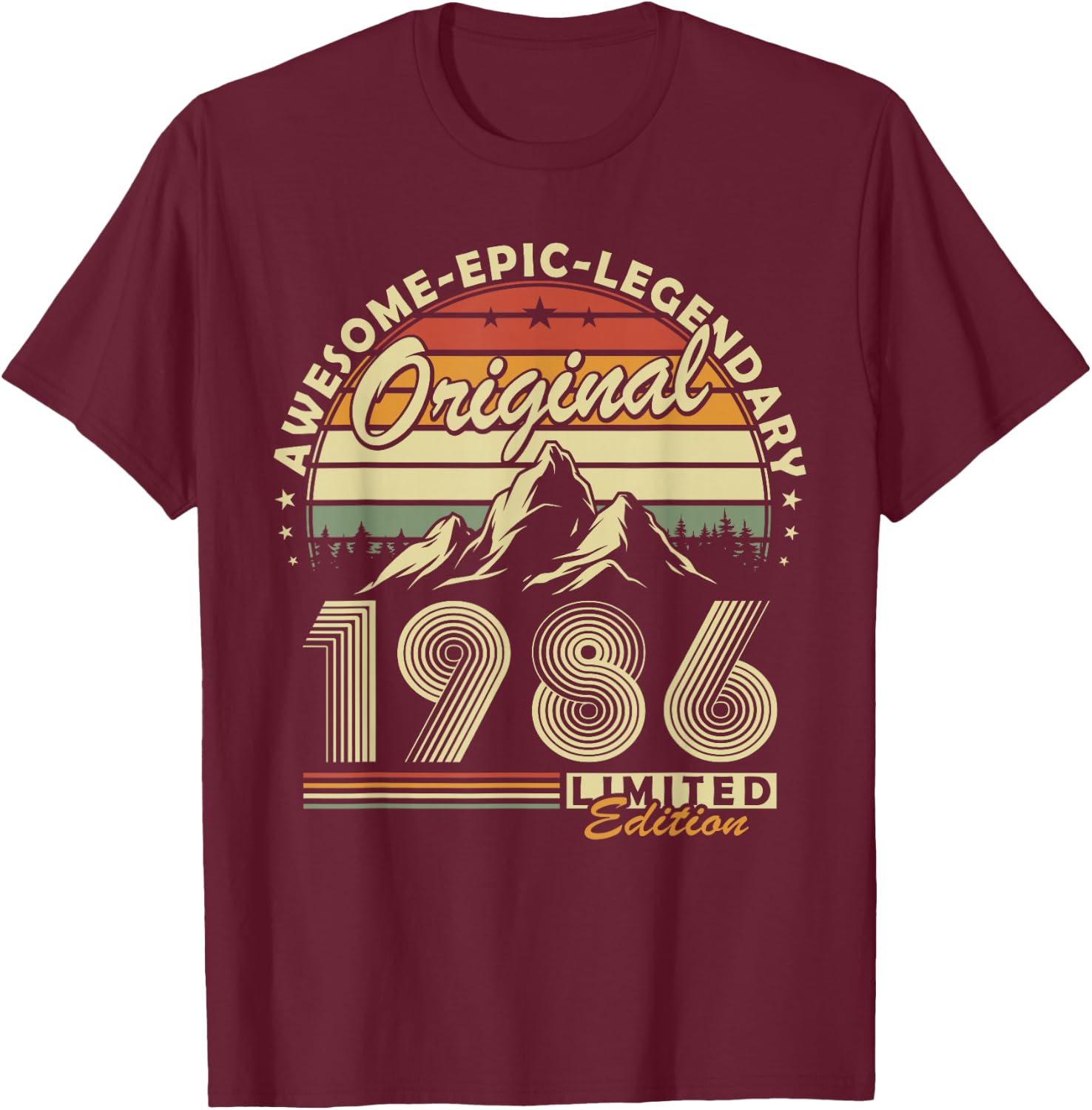 Original 1986 Anniversaire 40 Ans Cadeau pour Hommes Femmes T-Shirt - T-Shirt | Maroon