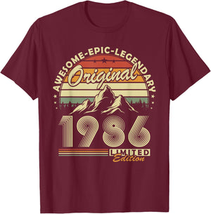 Original 1986 Anniversaire 40 Ans Cadeau pour Hommes Femmes T-Shirt - T-Shirt | Maroon