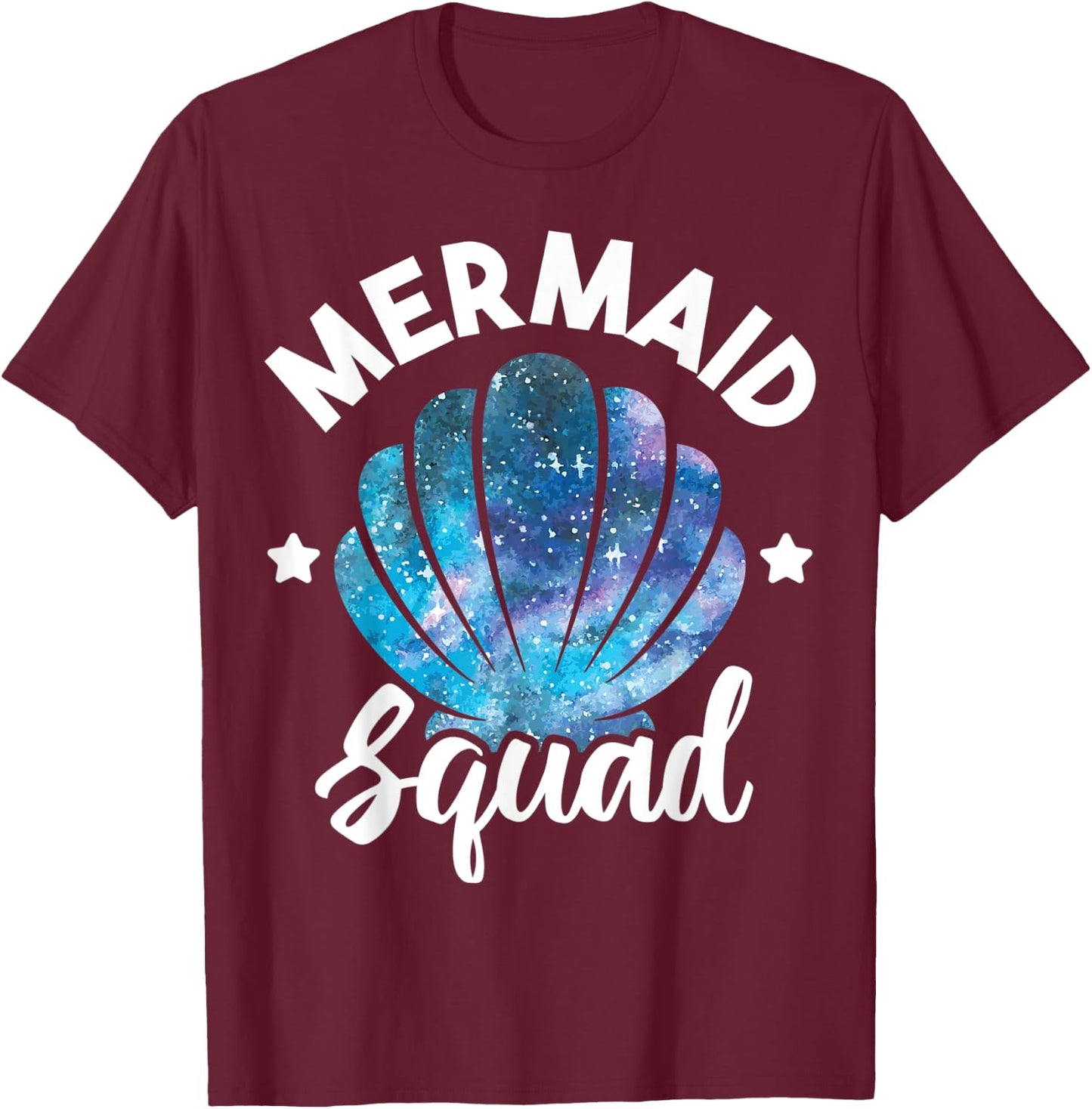 Cute Mermaid Squad Seashell Matching Mermaid Squad Party T-Shirt - T-Shirt | Maroon