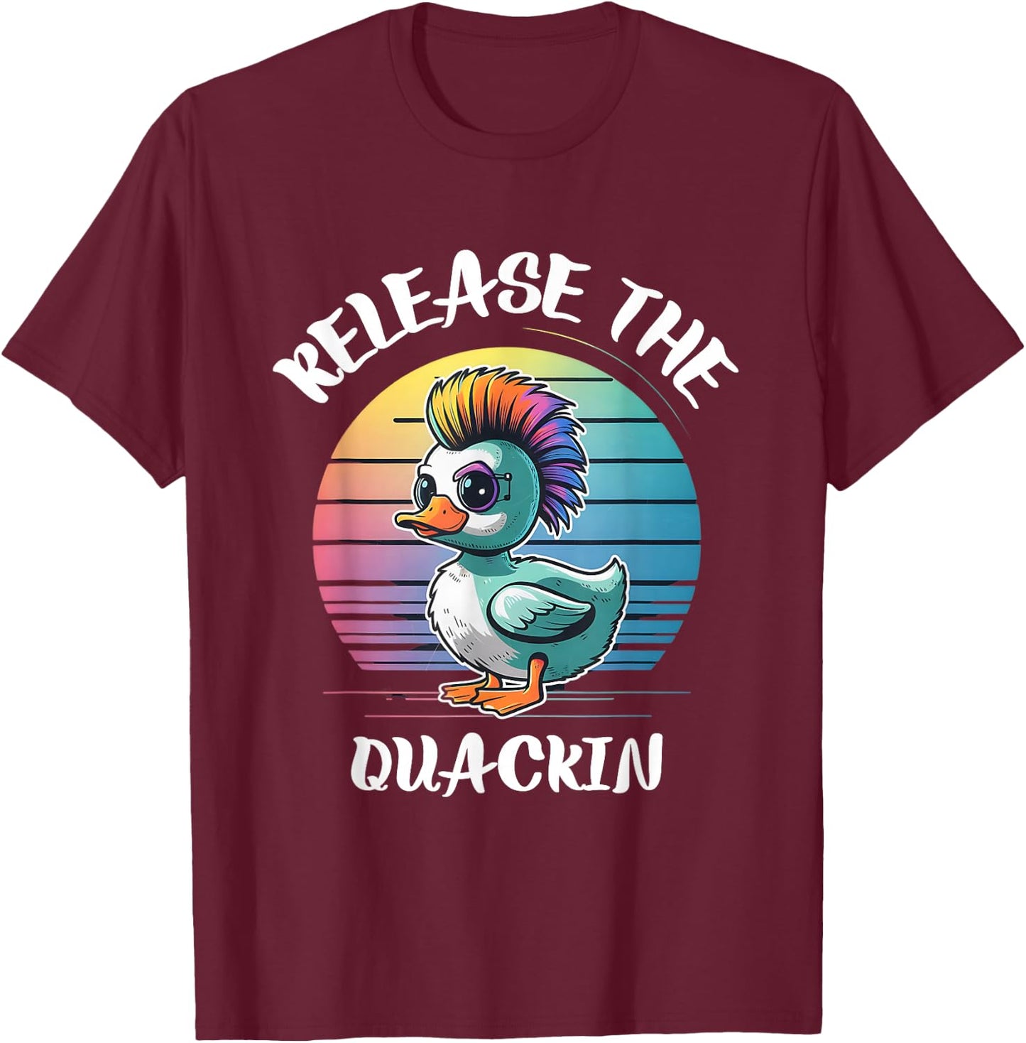 Funny Duck Shirts Release The Quackin -Adults Black Cotton 60% Polyester 40% Modern Lightweight Short-sleeve T-Shirt - T-Shirt | Maroon