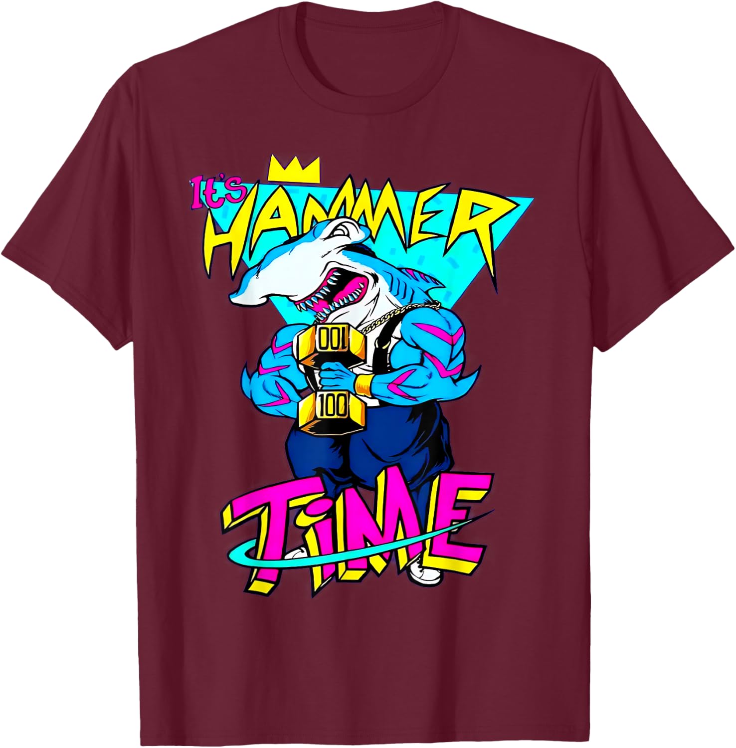 It's Hammer Time Shark Fitness Weightlifting Bodybuilding T-Shirt - T-Shirt | Maroon