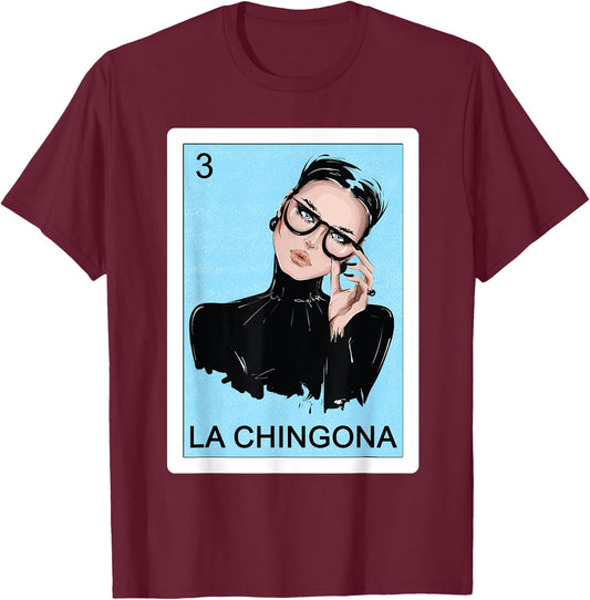 Funny Spanish-Mexican Bingo Gifts Women - La Chingona T-Shirt - T-Shirt | Maroon