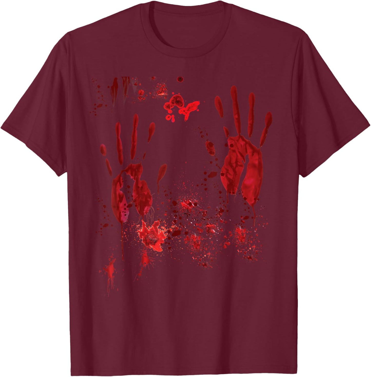 Halloween Bloody Hands Blood Splash Zombie Costume Men's , black T-Shirt - T-Shirt | Maroon