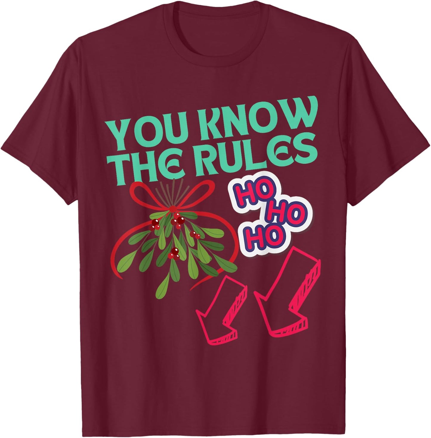 Funny Christmas Mistletoe Below The Belt Sexy Adult Humor T-Shirt - T-Shirt | Maroon