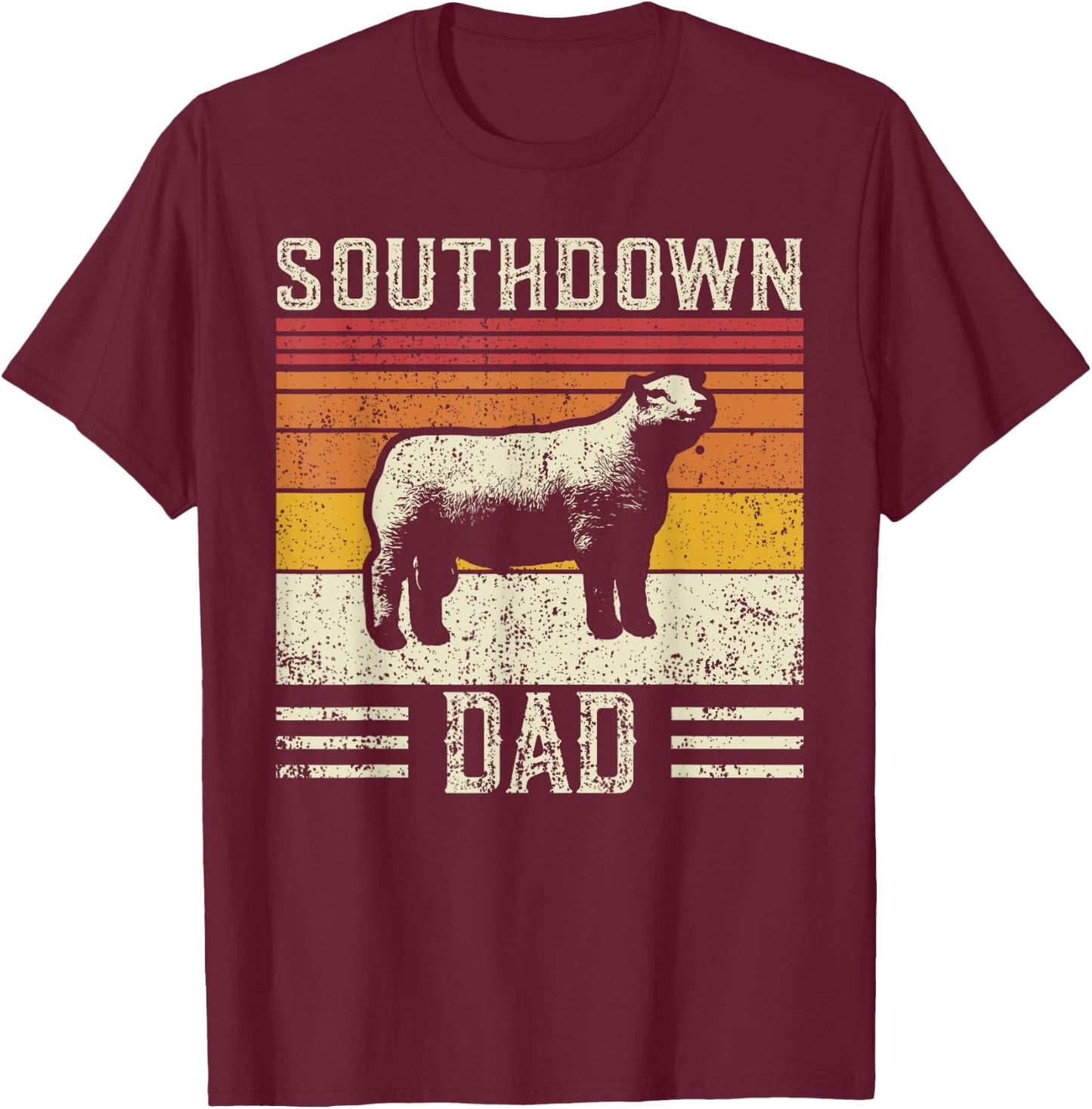 Best Sheep Dad Men - Vintage Southdown Sheep T-Shirt - T-Shirt | Maroon