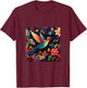 Hummingbird Pattern T-Shirt - T-Shirt | Maroon