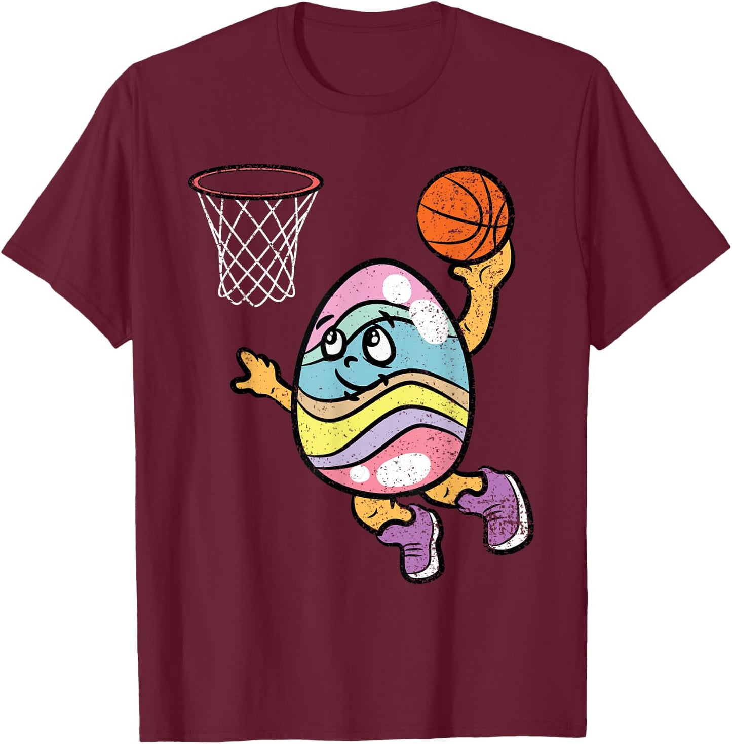 Easter Egg Basketball Player Funny Spring Sport Men Boys T-Shirt - T-Shirt | Maroon