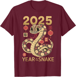 Chinese New Year Zodiac Sign Year Of The Snake 2025 T-Shirt - T-Shirt | Maroon