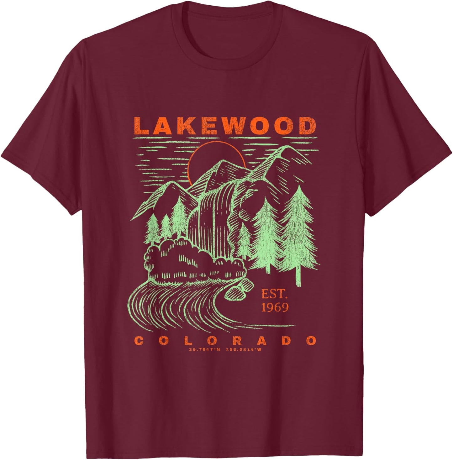 Lakewood Colorado Cool Travel Souvenir Rustic Lakewood T-Shirt - T-Shirt | Maroon