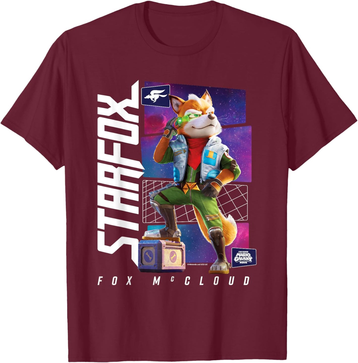 The Super Mario Galaxy Movie Fox McCloud Hero Pose T-Shirt - T-Shirt | Maroon