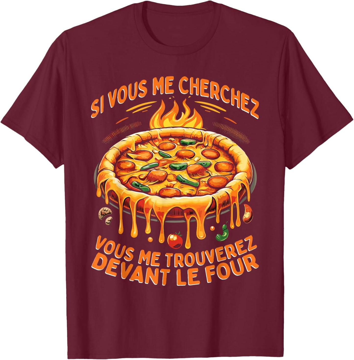 Pizzeria Pizza Eater , Black, S T-Shirt - T-Shirt | Maroon