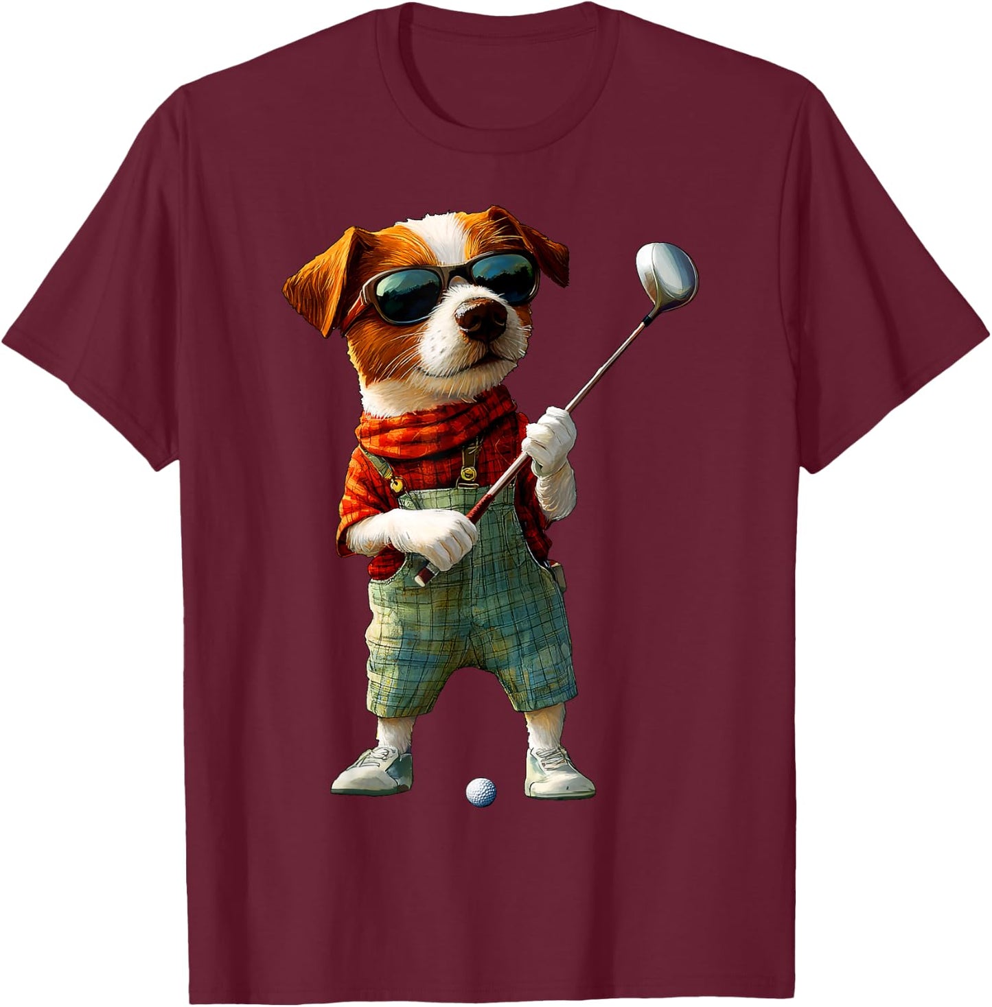 Jack Russells Golf Jack Russell T-Shirt - T-Shirt | Maroon