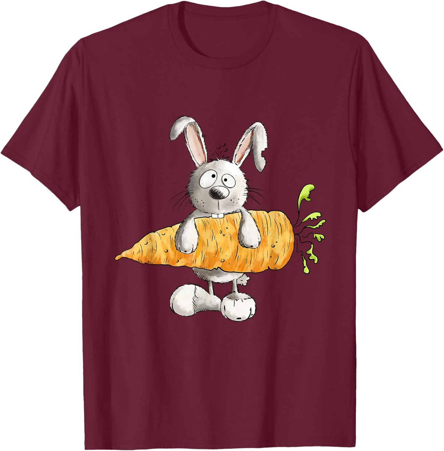 Rabbit Mit Carrot I Rabbit Motif Fun Bunny , black T-Shirt - T-Shirt | Maroon