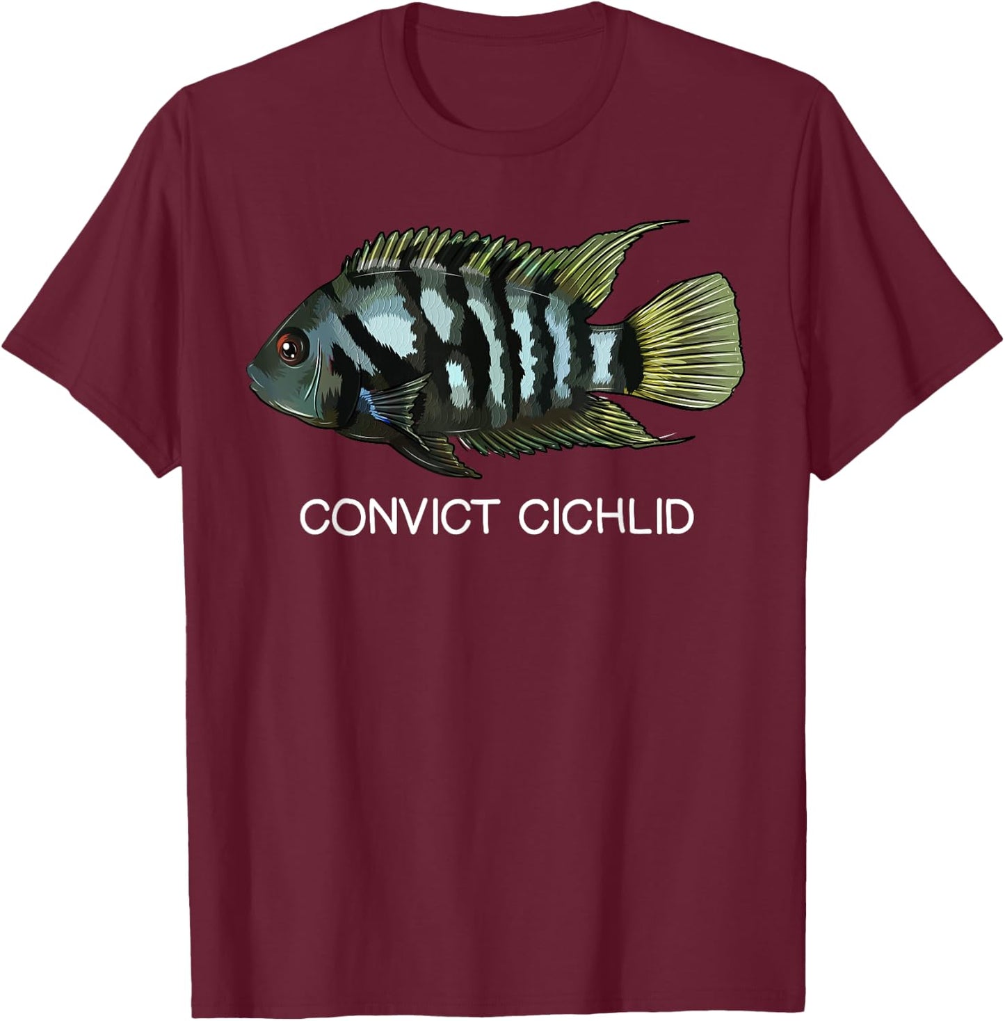 Convict Cichlids Freshwater Aquarium Fish T-Shirt - T-Shirt | Maroon