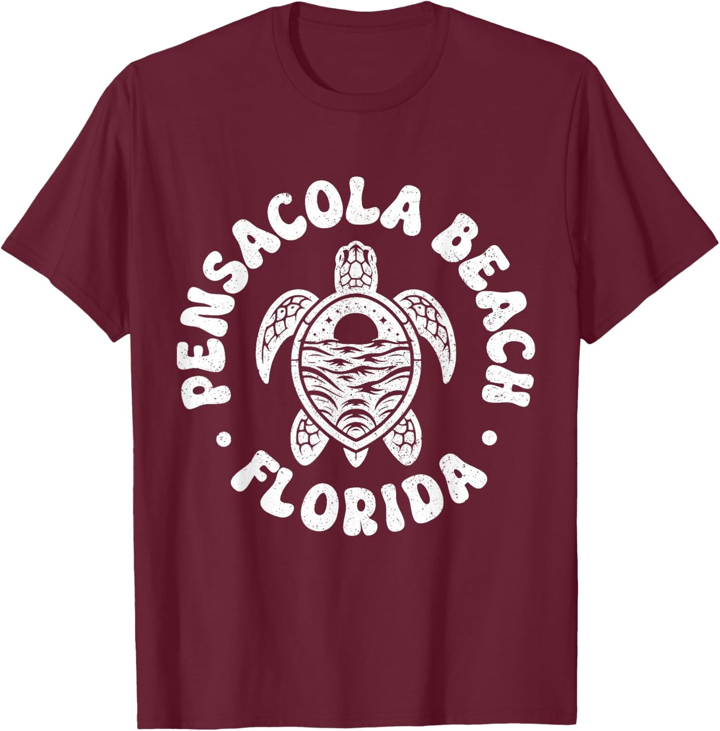 Pensacola Beach Florida Surf Sea Turtle Pride Beach Surfer T-Shirt - T-Shirt | Maroon