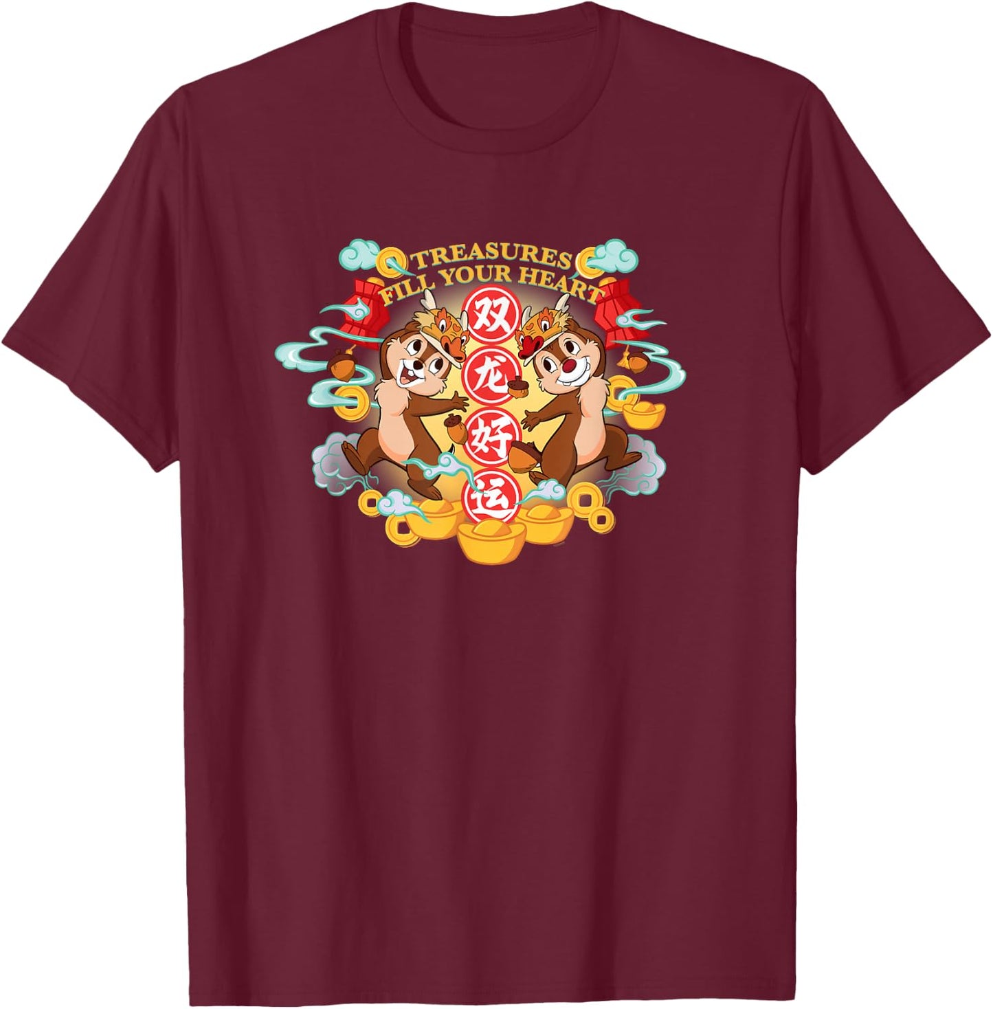 Disney Chip ‘n’ Dale 2024 Lunar New Year Dragon Treasures T-Shirt - T-Shirt | Maroon