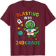 Blasting Into 2nd Grade Dinosaur Astronaut Back To School T-Shirt - T-Shirt | Maroon