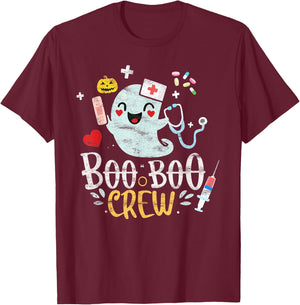 Boo Boo Crew - Doctor Halloween Costume Nurse Ghost T-Shirt - T-Shirt | Maroon
