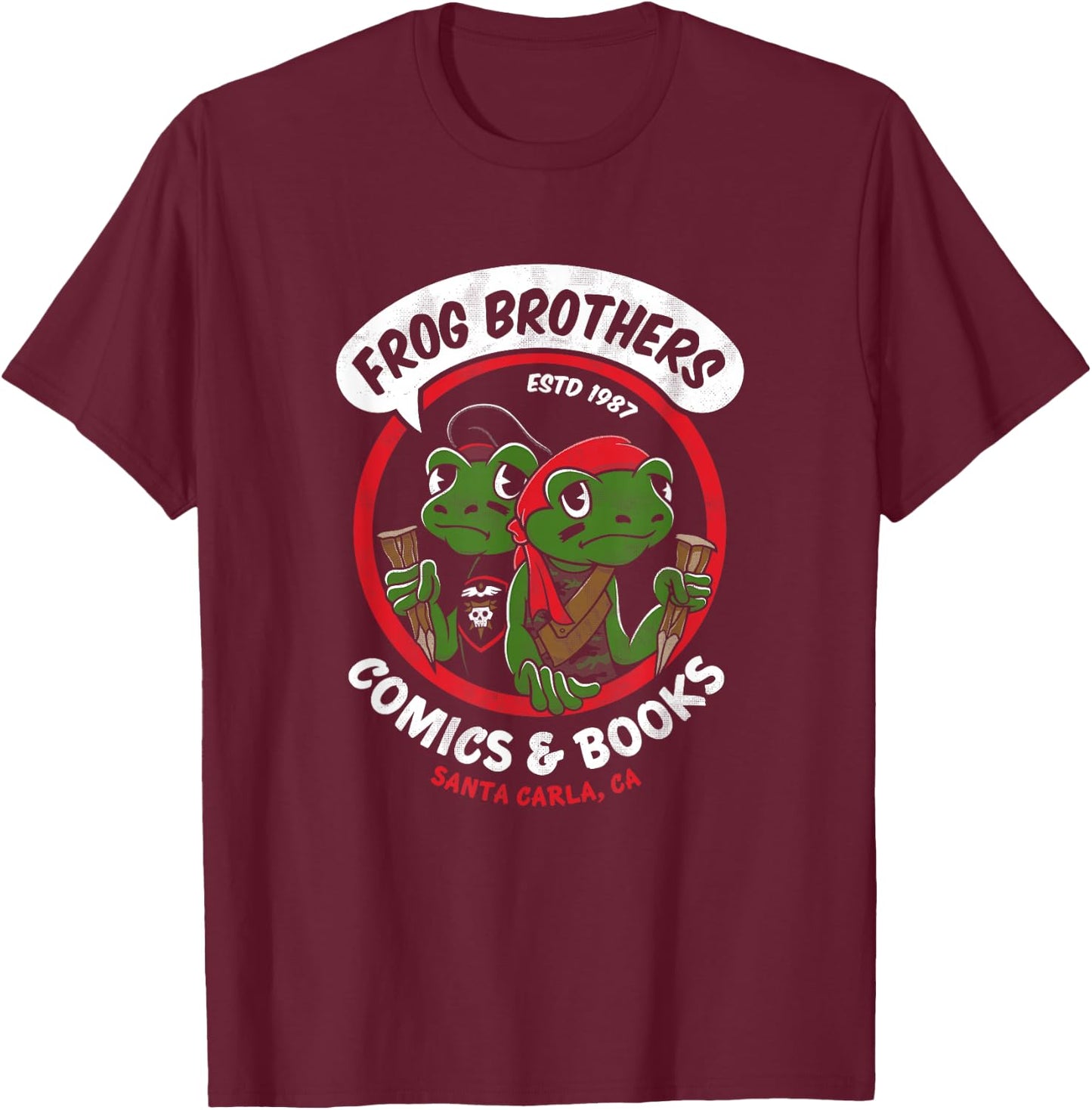 Frog Brothers Comics & Books - Vintage 80's Vampire Horror T-Shirt - T-Shirt | Maroon