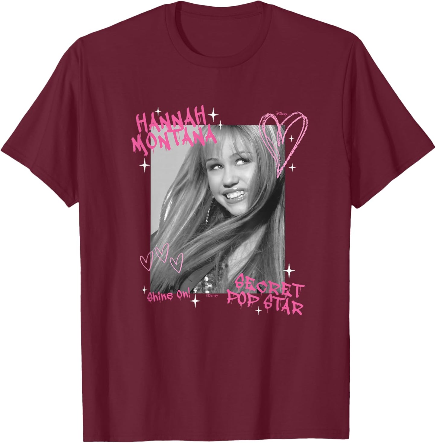 Disney Hannah Montana Secret Pop Star Photo Shine On T-Shirt - T-Shirt | Maroon