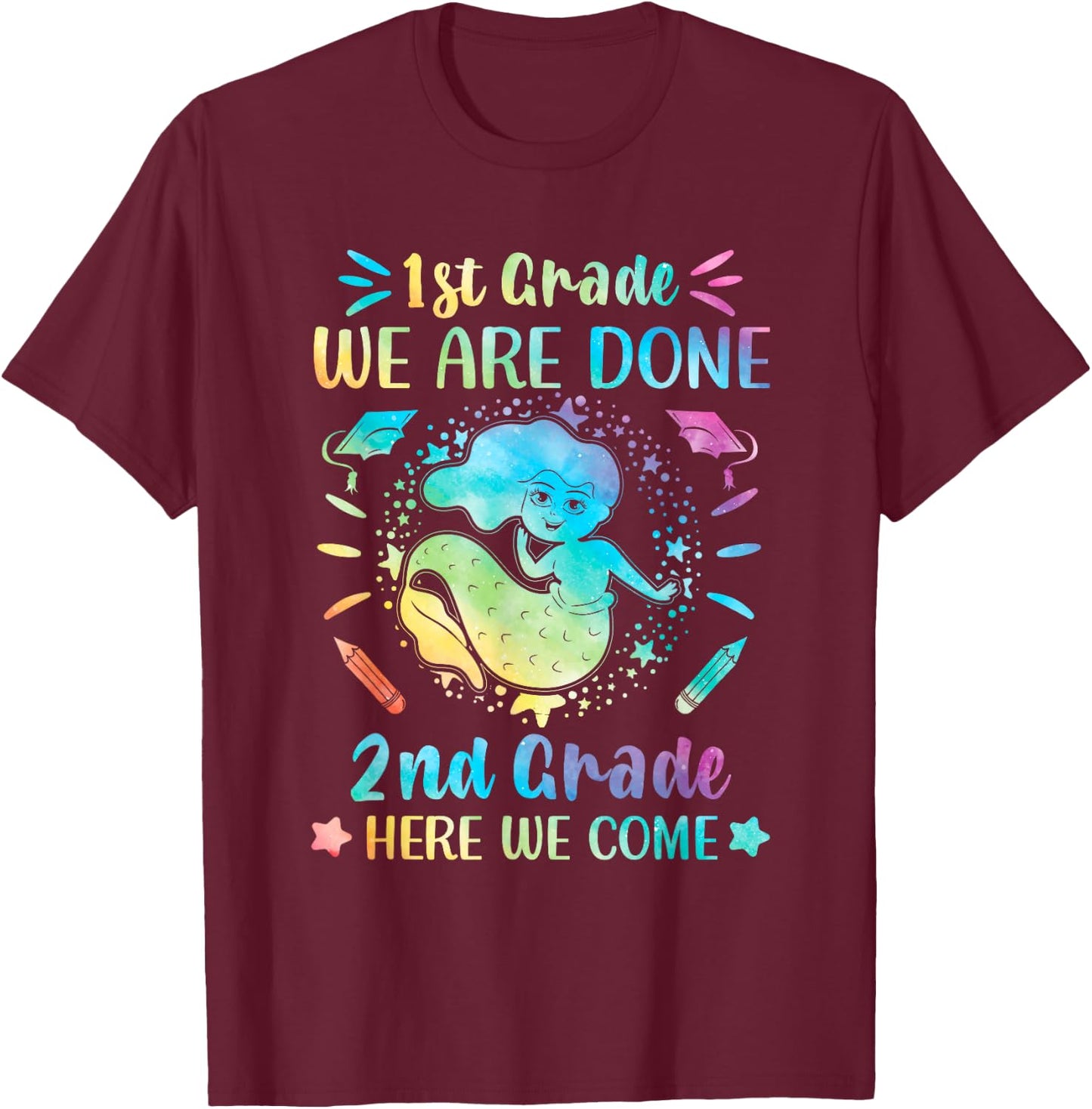 First grade graduation shirt 1st grade mermaid tie dye T-Shirt - T-Shirt | Maroon