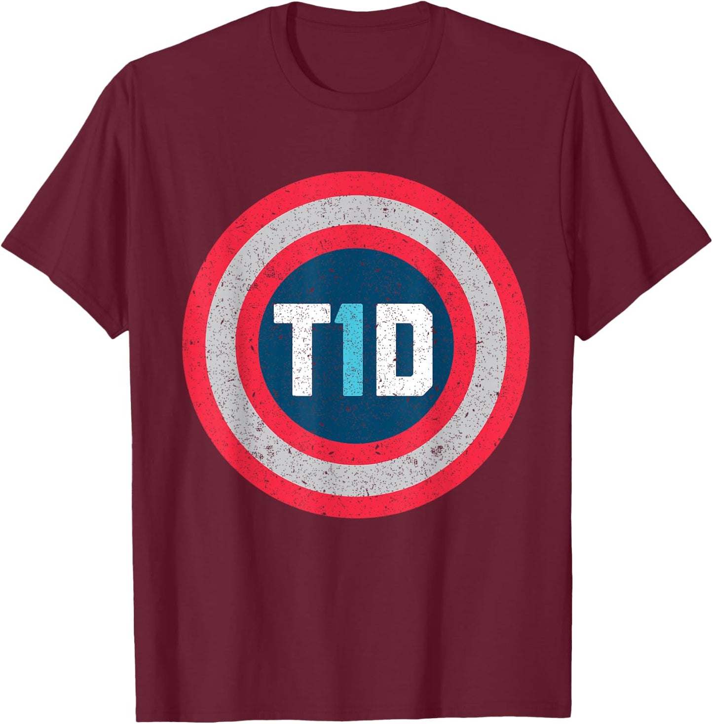 T1D Diabetic Type 1 Diabetes Awareness Men Women Kid T-Shirt - T-Shirt | Maroon