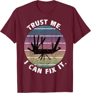 DIY Dad Fathers Day Can Fix It Handyman Swiss Army Knife T-Shirt - T-Shirt | Maroon
