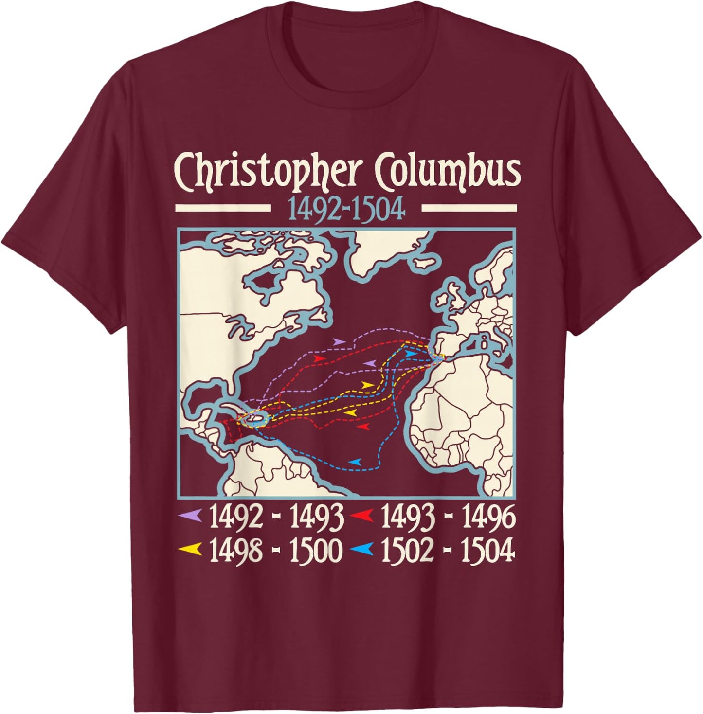 Christopher Columbus Day Italian American T-Shirt - T-Shirt | Maroon