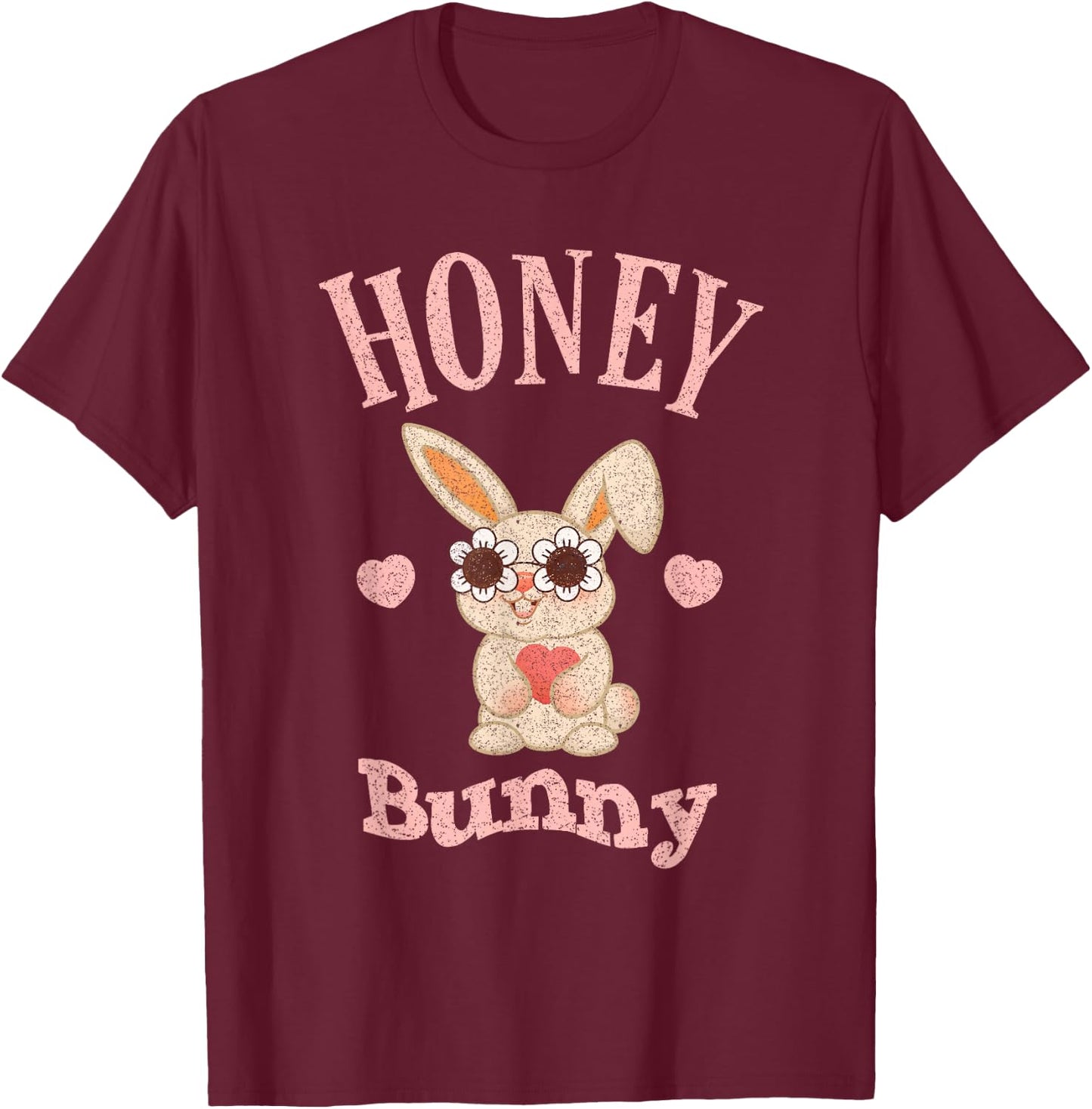 Honey Bunny Retro Easter Cute Rabbit Women Girls Kid Toddler T-Shirt - T-Shirt | Maroon