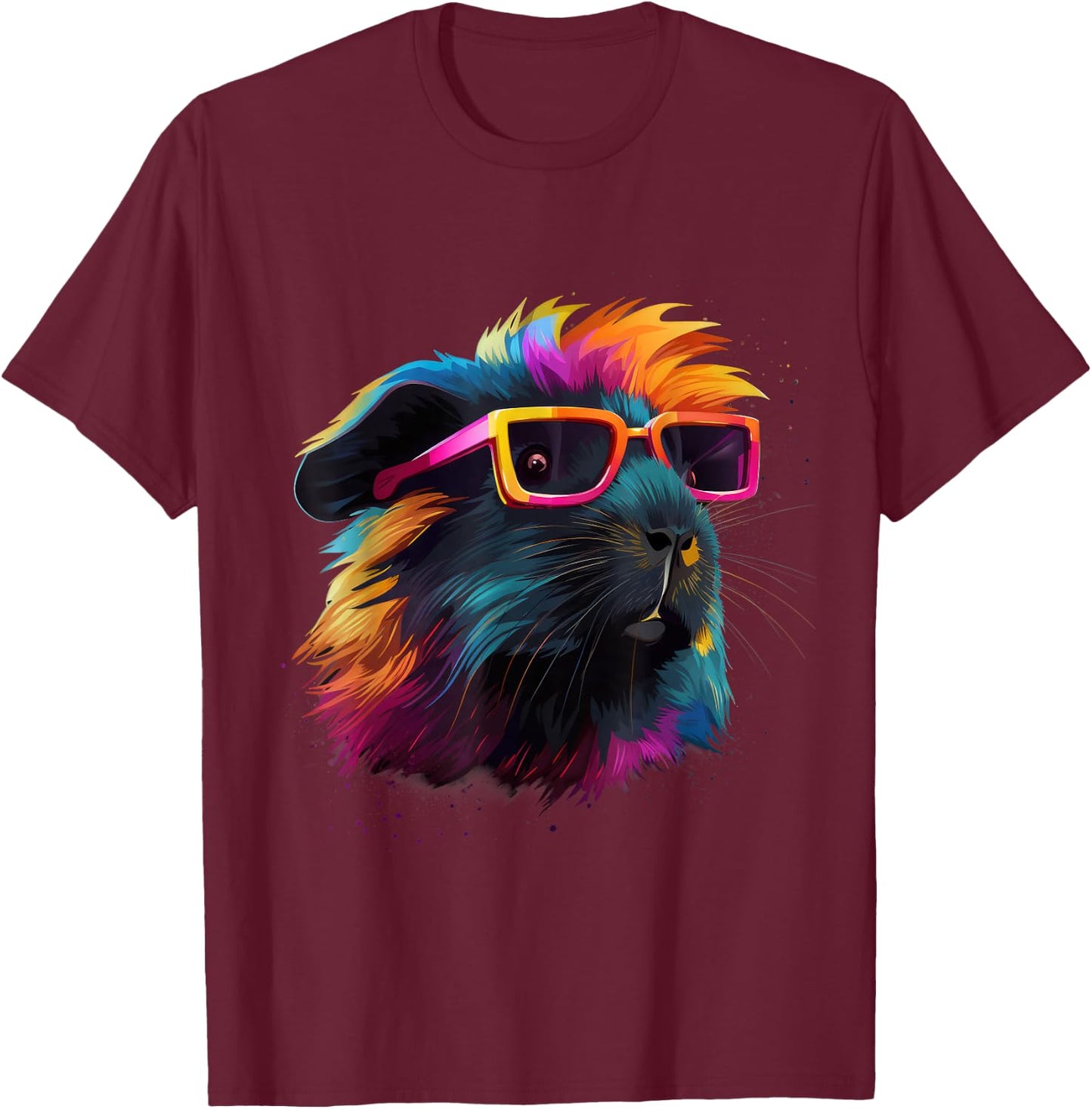 Guinea Pig Lovers Colorful Pop Art Guinea Pig T-Shirt - T-Shirt | Maroon